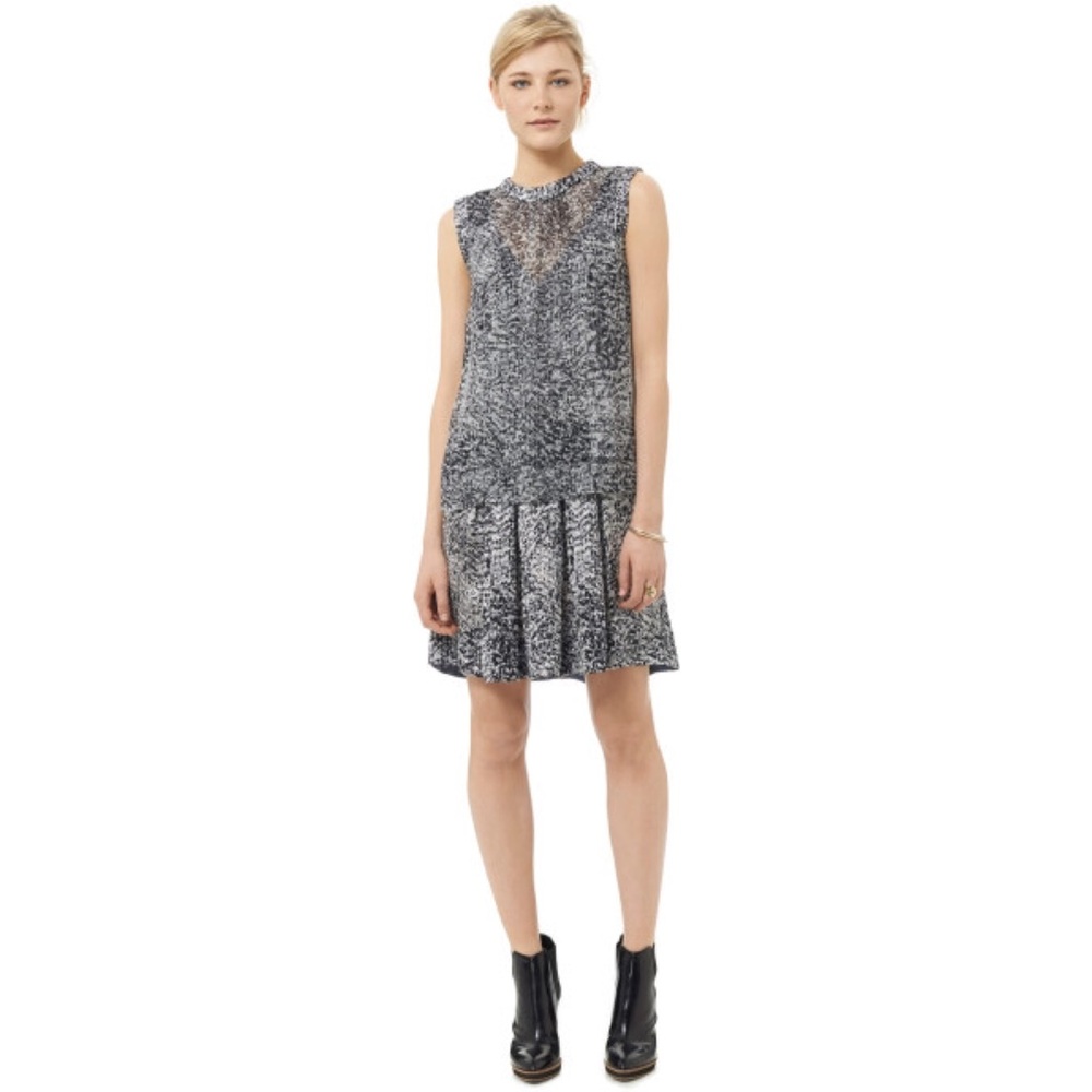 Rebecca Taylor Black and White Tweed Drop-Waist Dress